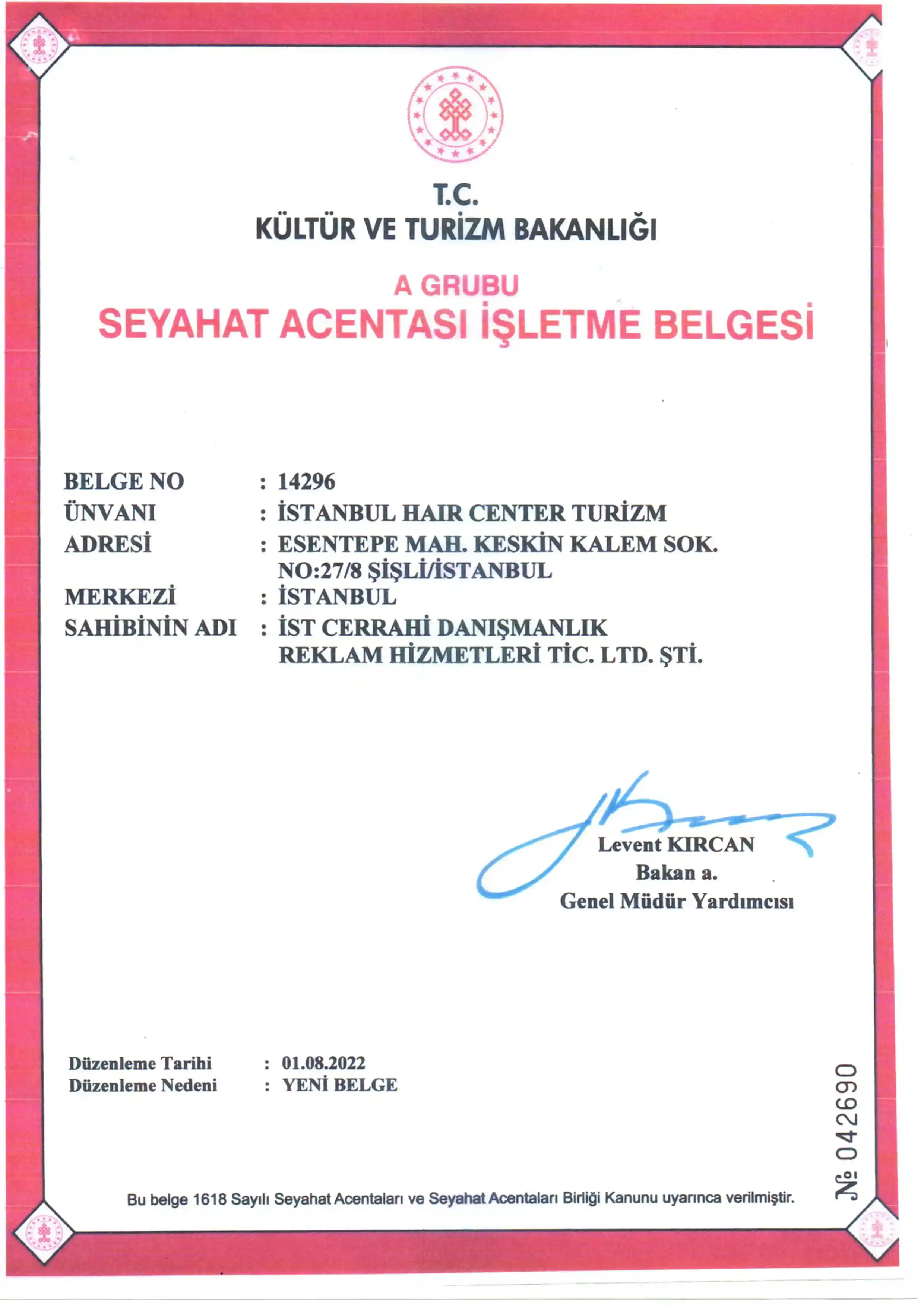 Group A Travel Agency Operating Licence